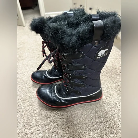 Sorel Tofino Cate Waterproof Quilted Women’s Winter Boots - Black & Coral, Sz 9 - Picture 2 of 7